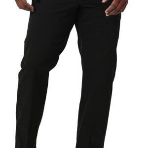 Stylish Big & Tall 44W x 34L Men's Flat Front Pants with Flex Waistband, Black